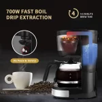 Gevi 4-Cup Coffee Maker with Auto-Shut off, Cone Filter, Stainless Steel Finish, 600ml