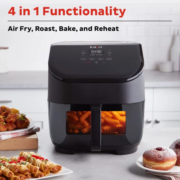 Instant Pot Vortex 5 Quart Single Basket 4-in-1 Air Fryer Oven with Clear Cook Window