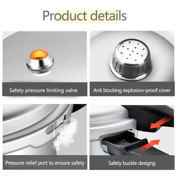 Aluminum Pressure Cooker Nonstick, 5L Pressure Canner with One-Hand Operating Safty Lid, Explosion-Proof Fast Cooking Pressure Cooker Cookware