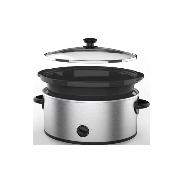 Mainstays 6 Quart Oval Slow Cooker, Stainless Steel Finish, Glass Lid, Model # MS54100112168S