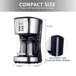 Kognita 12 Cup Coffee Maker, Programmable Coffee Machine & Ice Tea Maker with Glass Carafe, Drip Coffee Pot, Auto Keep Warm, Anti-Drip, 900W Quick Brew, Strength Control, Black and Silver