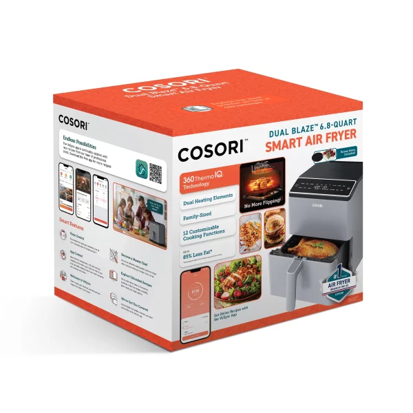 COSORI Dual Blaze 6.8-Quart Smart Air Fryer, Dual Heating Elements, Light Gray
