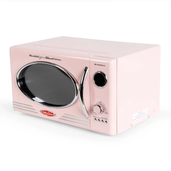 Nostalgia Retro 0.9 cu. ft. 800-Watt Countertop Microwave, Pink, New