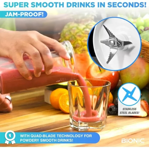 Bionic Blade Blender Portable Blender Powerful Cordless Blender with Travel Bottle New 6 Pieces