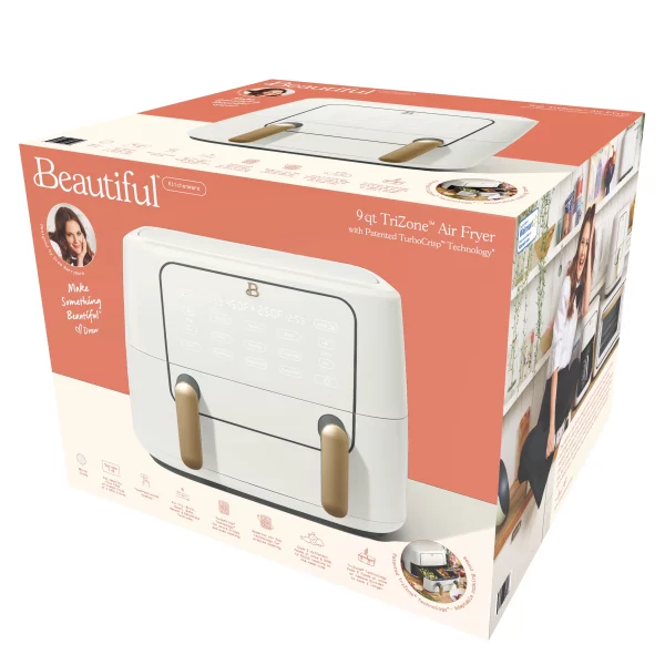 Beautiful 9QT TriZone Air Fryer, White Icing by Drew Barrymore