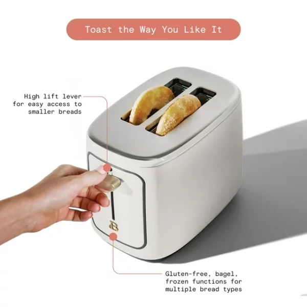 Beautiful 2-Slice Toaster with Touch-Activated Display, White Icing by Drew Barrymore