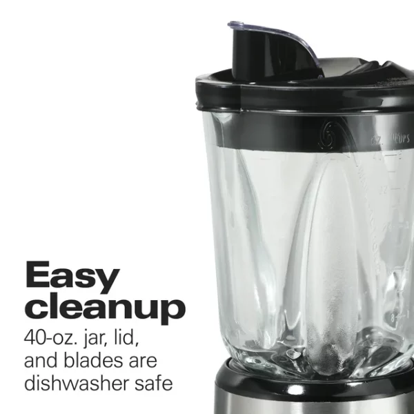 Hamilton Beach Wave Crusher Multi-Function Blender with 40 oz. Glass Jar and 14 Functions for Puree, Ice Crush, Shakes and Smoothies, Stainless Steel, 54221