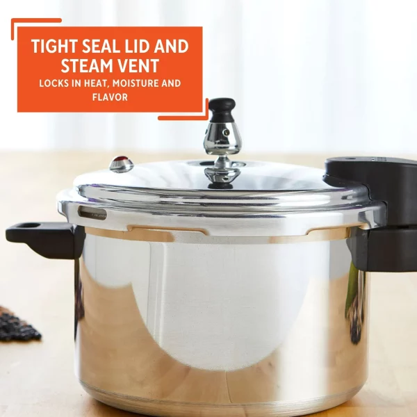 Imusa 4.2Qt Stovetop Aluminum Pressure Cooker with Safety Regulator