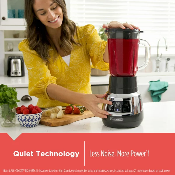 BLACK+DECKER Quiet Blender with Cyclone® Glass Jar, BL1400DG-P