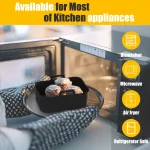 MMH 2Pcs Air Fryer Silicone Liners- Air Fryer Silicone Pot, Reusable Silicone Airfryer Liner Replacement Baking Tray Basket Insert, Non-stick, Easy Cleaning, Food Safe, Black