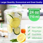 BagDream 50 Pack 24 oz Clear Plastic Cups with Lids, Disposable Clear Drink Cups with Lids for Party