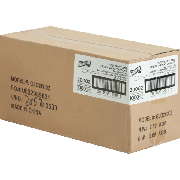 Genuine Joe Medium-Weight Cutlery Plastic Spoons, 1000 Pack, GJO20002
