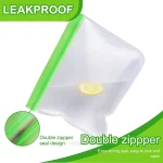 Reusable Food Storage Bags - 12 Count BPA Free Reusable Freezer Bags (2 Gallon & 5 Sandwich & 5 Snack Size Bags) Leak Proof Freezer Safe Bag for Meat Fruit Vegetable