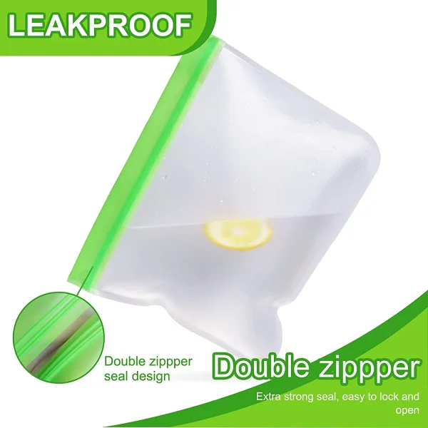 Reusable Food Storage Bags - 12 Count BPA Free Reusable Freezer Bags (2 Gallon & 5 Sandwich & 5 Snack Size Bags) Leak Proof Freezer Safe Bag for Meat Fruit Vegetable