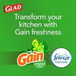 Glad ForceFlex Tall Kitchen Trash Bags, 13 Gallon, 40 Bags (Gain Original Scent, Febreze Freshness)