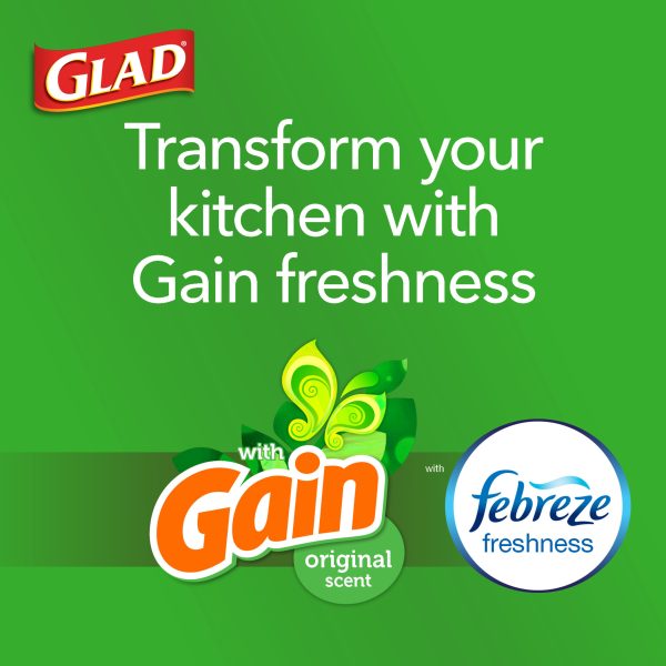 Glad ForceFlex Tall Kitchen Trash Bags, 13 Gallon, 40 Bags (Gain Original Scent, Febreze Freshness)