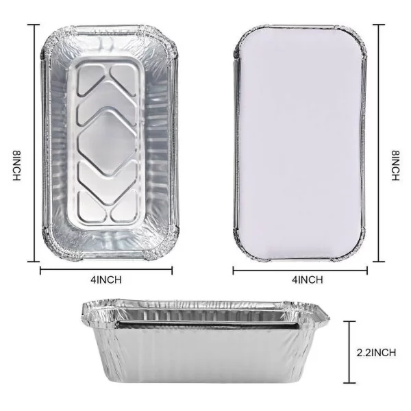 Aluminum Loaf Pans with Lids, FOUKUS 8x4 Lunch Containers with Lids, Bread Tins for Takeaway, Baking, Frozen & Food Storage(30 Pack)