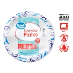 Great Value Everyday Strong, Soak Proof, Microwave Safe, Disposable Paper Plates, 10", Patterned, 200 Count