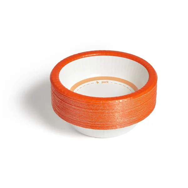 Perk Heavy-Weight Paper Bowl 12 oz. White/Orange 125/Pack (PK54332)