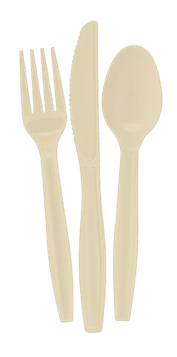 Great Value Disposable Compostable Assorted Cutlery, Beige, 24 Count