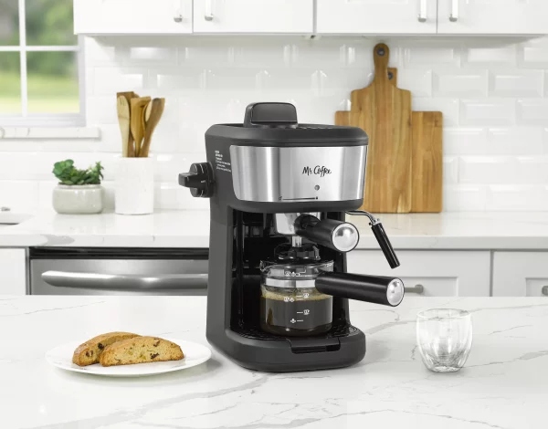 Mr. Coffee® 4-Shot Steam Espresso, Cappuccino, and Latte Maker in Black