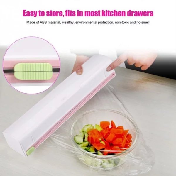 Wrap Cutter,Miuline Foil Dispenser Food Wrap Dispenser Plastic Wrap Cutter Foil and Cling Film Cutte Storage Kitchen,Household Reusable Food Plastic Wrap Dispenser with Cutter