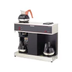 This pour-over coffee brewer is completely portable and requires no plumbing. It features a separate controlled warmer and is NSF Certified. Decanters not included. Coffee Brewer, 3 Warmers Stainless steel construction of internal components Three separately controlled warmers Stylish black decor SplashGard filter basket deflects hot liquids away from the hand Brewing capacity of appro