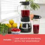 BLACK+DECKER Quiet Blender with Cyclone® Glass Jar, BL1400DG-P