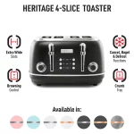 Haden Heritage 4-Slice Wide Slot Toaster, Black / Chrome - 75096