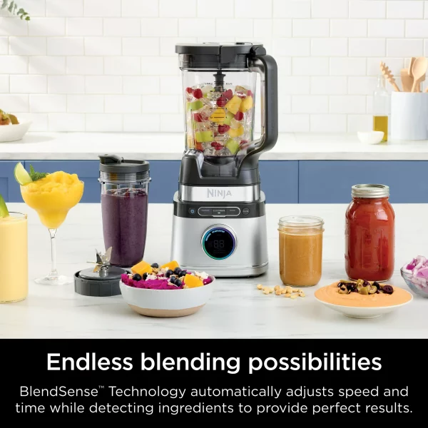 Ninja Detect Duo Power Blender + Single Serve with Blend Sense Technology, Platinum Silver, TB300
