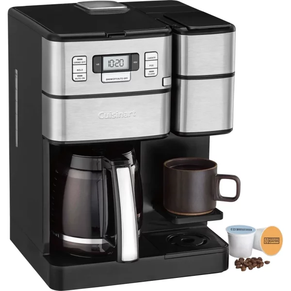 Cuisinart SS-GB1 Coffee Center Grind & Brew Plus Bundle with Single Serve Brew Cups of Coffee - Includes 3 K-Cups and Deco Essentials Coffee Condiment Caddy Organizer