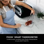 Ninja FG551 Foodi Smart XL 6-in-1 Indoor Grill with 4-Quart Air Fryer Roast Bake Dehydrate Broil and Leave-in Thermometer, with Extra Large Capacity, and a stainless steel Finish
