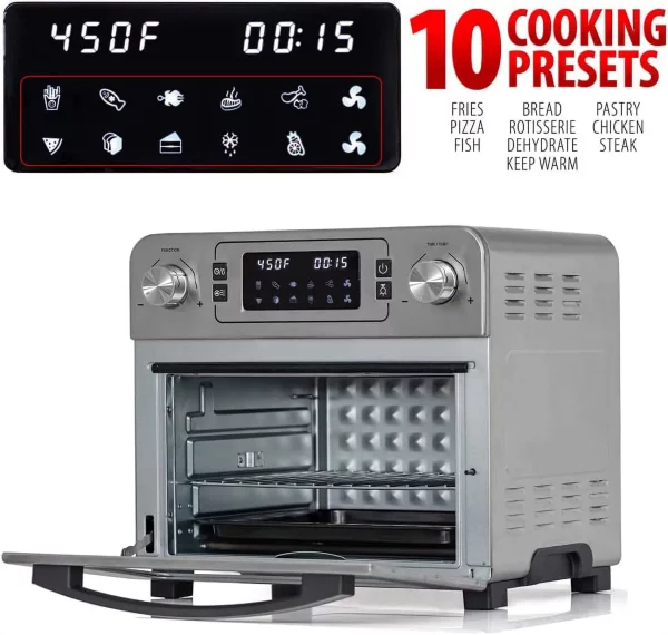Restored Deco Chef TQAIRSTS 24QT Stainless Steel Countertop Toaster Air Fryer Oven (Refurbished)