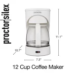 Proctor Silex 12 Cup Coffee Maker with Glass Carafe, Compatible with Smart Plugs, White, 43501PS