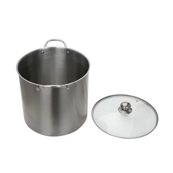 The Mainstays Stainless Steel 21.5 Quart Multi Use Food Canner with Tempered Glass Lid Silver