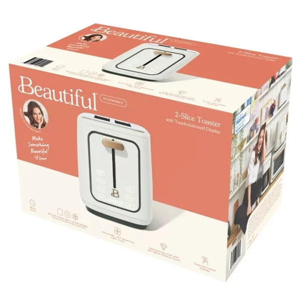 Beautiful 2-Slice Toaster with Touch-Activated Display, White Icing by Drew Barrymore