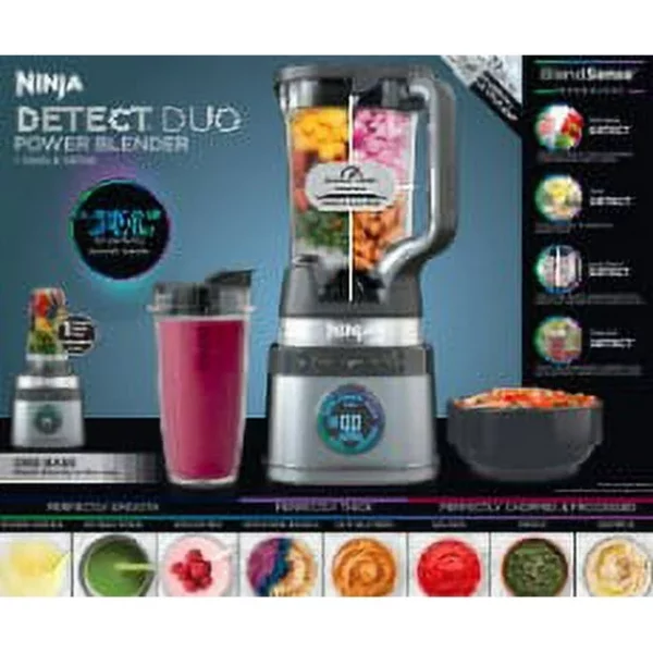 Ninja Detect Duo Power Blender + Single Serve with Blend Sense Technology, Platinum Silver, TB300
