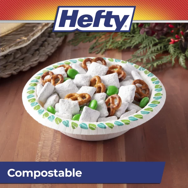 Hefty Compostable Printed Paper Bowls, 12 Ounce Capacity, 20 Count