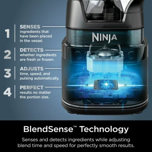 Ninja Detect Duo Power Blender + Single Serve with Blend Sense Technology, Platinum Silver, TB300