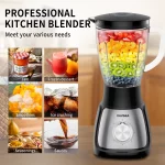 VAVSEA 1000W Countertop Blender for Shake and Smoothies, with 51oz Glass Jar & 20oz Travel Cup, 5 Speed Multifunctional Blenders for Kitchen Ice Crush Fruit Protein Drinks Vegetable, Silver