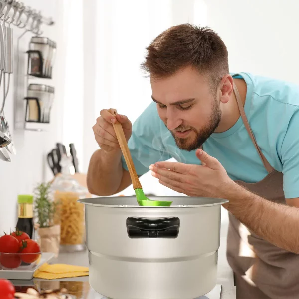 Ficcug 7.5 Quart Aluminum Pressure Cooker with Steamer, Fast Cooker Pot, Silver