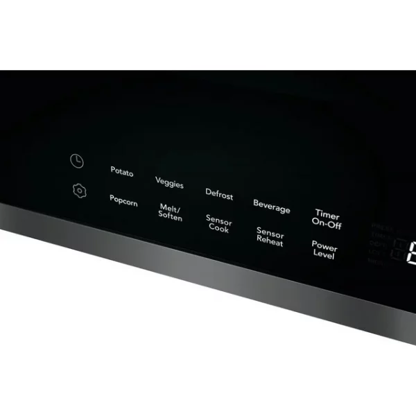 Frigidaire FGBM19WNVD 30 Gallery Series Black Stainless Steel Over-the-Range Microwave with 1.9 cu. ft. Capacity 300 CFM Sensor Cooking and LED Interior Lighting