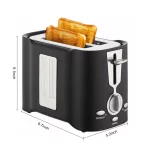 ROTTAY 2 Slice Toaster, Defrost, Reheat and Cancel Functions, Removable Crumb Tray, 6 Browning Settings, 800 Watts Wide Slots Bread Toaster-Black