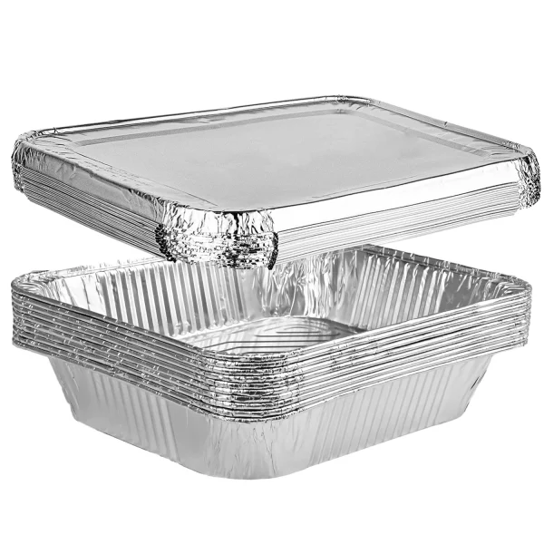 Aluminum Foil Pans with Lids -FOUKUS 9x13 Disposable Foil Pans with Covers - 10 Pack Food Containers Great for Baking, Cooking, Heating, Storing, Prepping Food