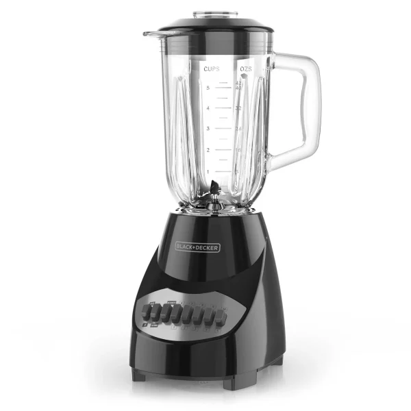 BLACK + DECKER 10-Speed Blender, 550 Watts, 50 Oz (6.25-cup) Glass Blending Jar, Black, BL2010BG