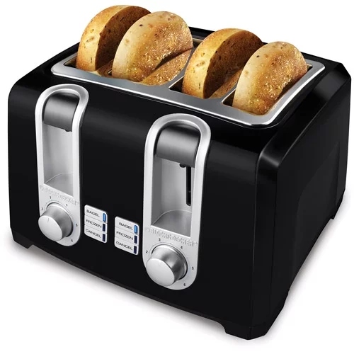 Black & Decker 4 Slice Toaster, Extra Wide Slots, Black, T4569B