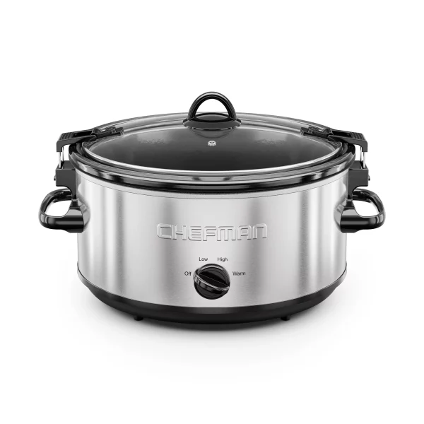 Chefman 6 Qt. Slow Cooker with Locking Lid, Stainless Steel