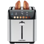 Chefman Smart Touch 2 Slice Digital Toaster, 6 Shade Settings, Stainless Steel, Removable Crumb Tray