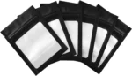 Colsen Food Storage Plastic Bags Airtight Zipper Matte Black with Clear Window 100 Pack 3 x 4 inches