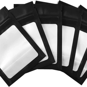 Colsen Food Storage Plastic Bags Airtight Zipper Matte Black with Clear Window 100 Pack 3 x 4 inches